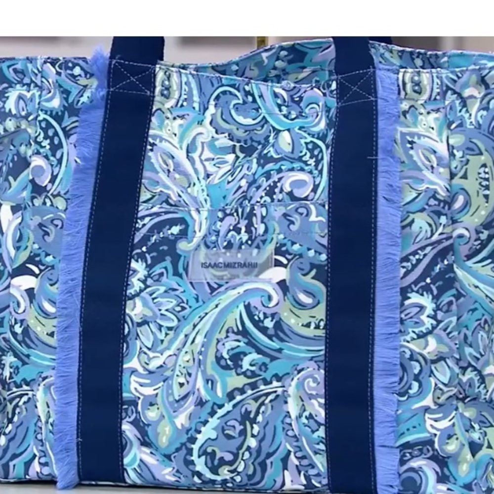 ISAAC MIZRAHI LIVE Bridgehampton Tote In Blue Paisley - Picture 5 of 12
